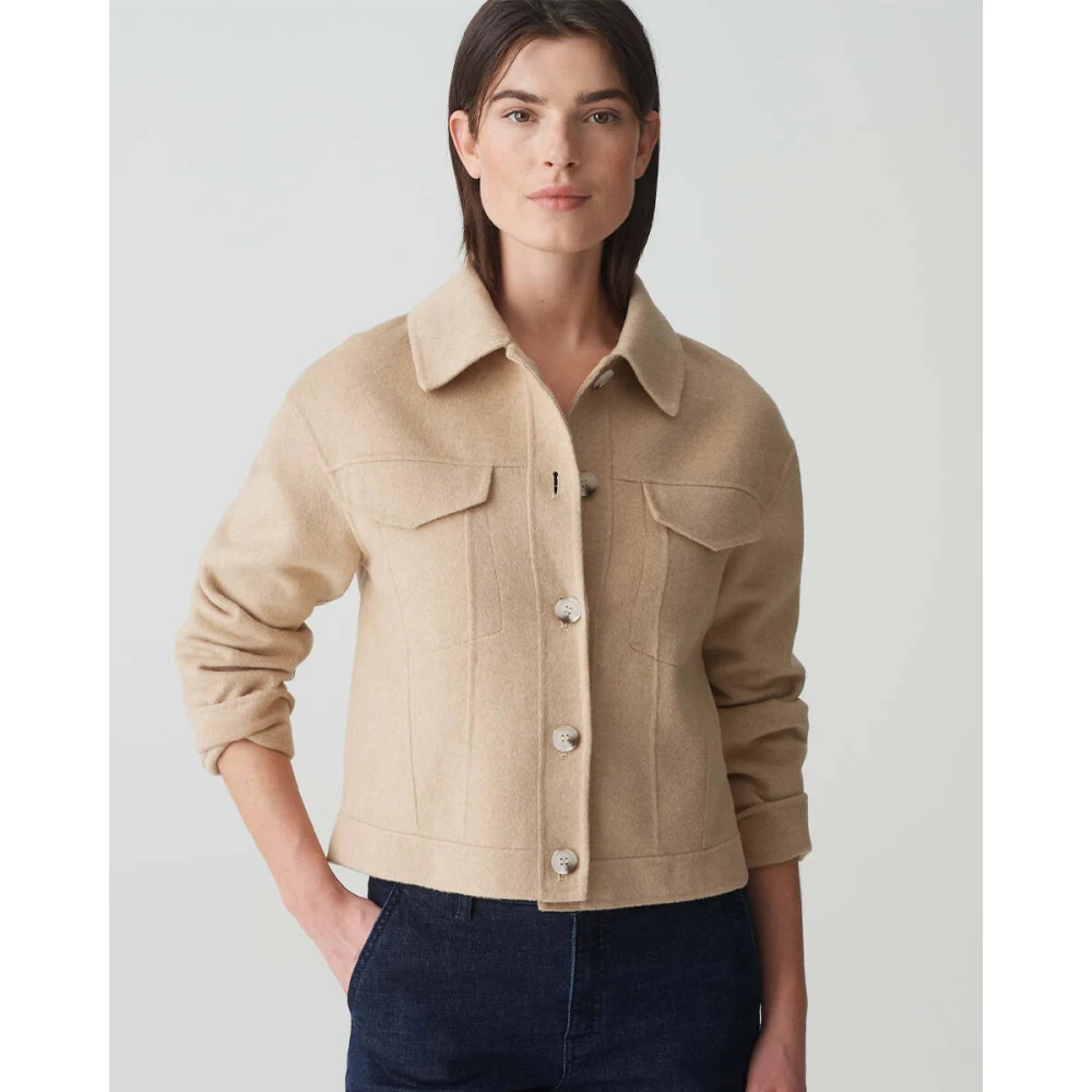 Opus Stijlvolle Jas met Hatilli Detail Beige Dames