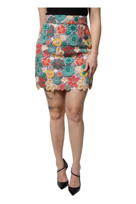 Floral Spets Hög Midja Minikjol