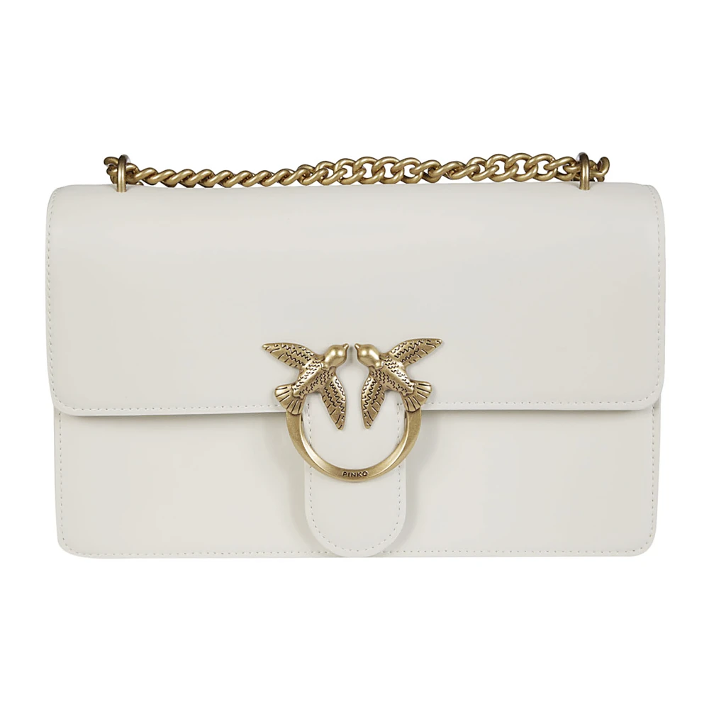 Pinko Klassieke Vitello Love One Handtas White Dames