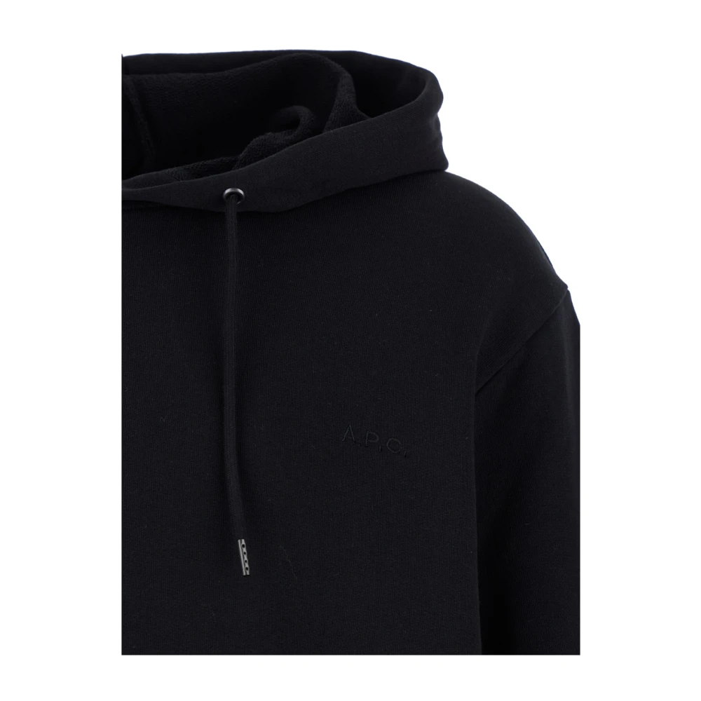 A.p.c. Zwarte Hoodie met Logo Borduursel Black Heren