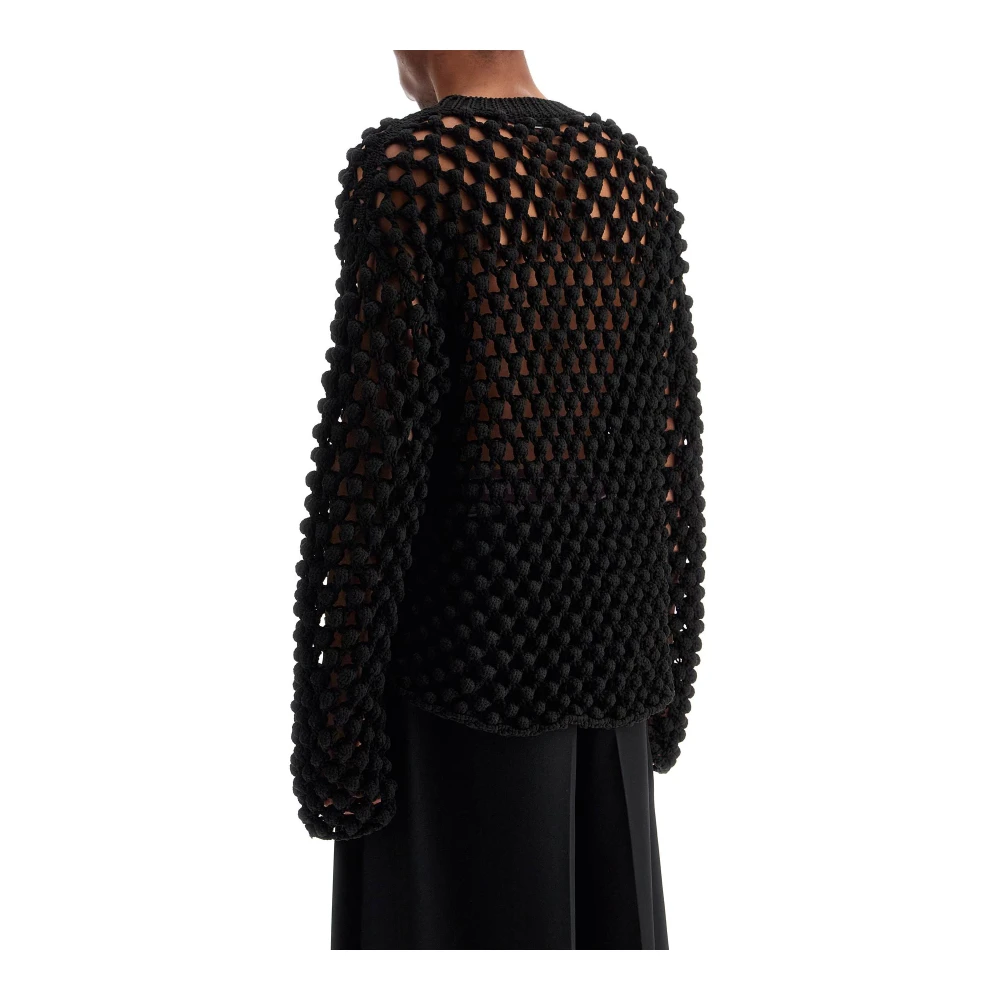 Jil Sander Popcorn Stitch Crew Neck Sweater Black Heren