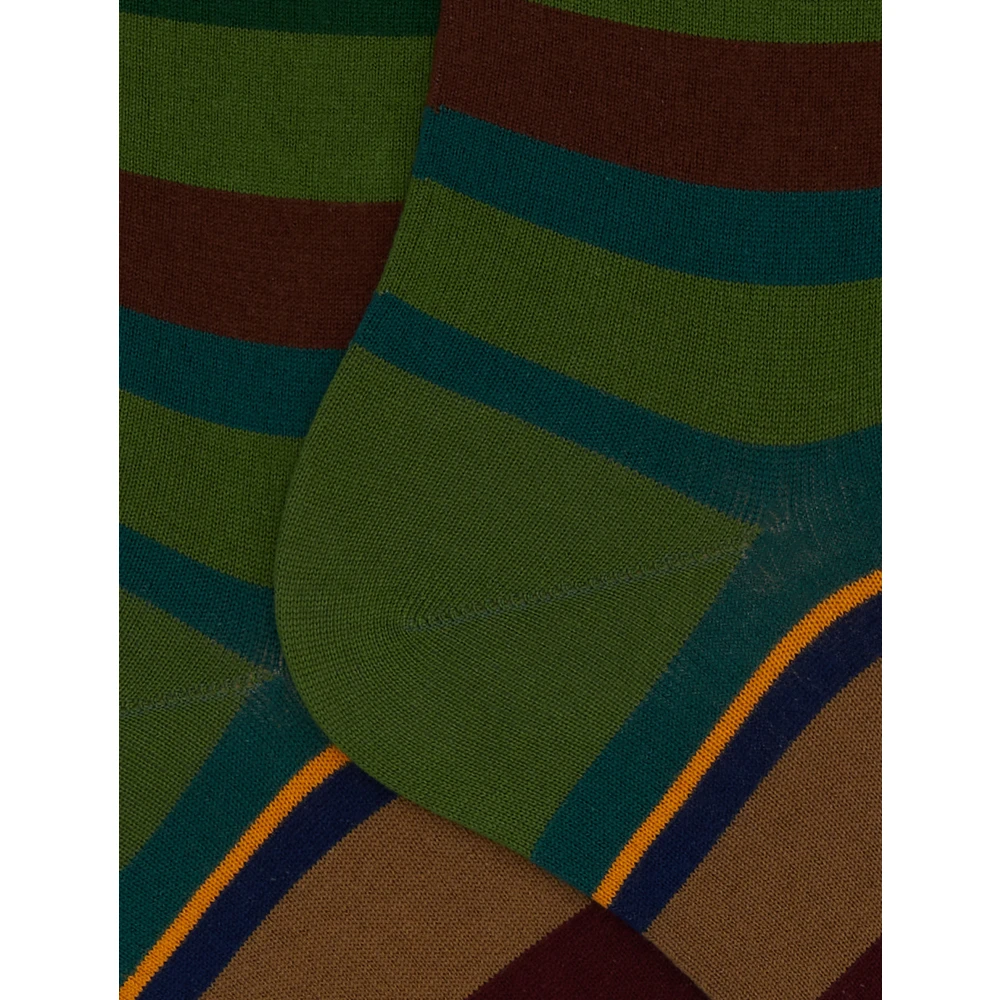 Gallo Korte groene katoenen sokken voor heren met veelkleurige strepen Multicolor Heren