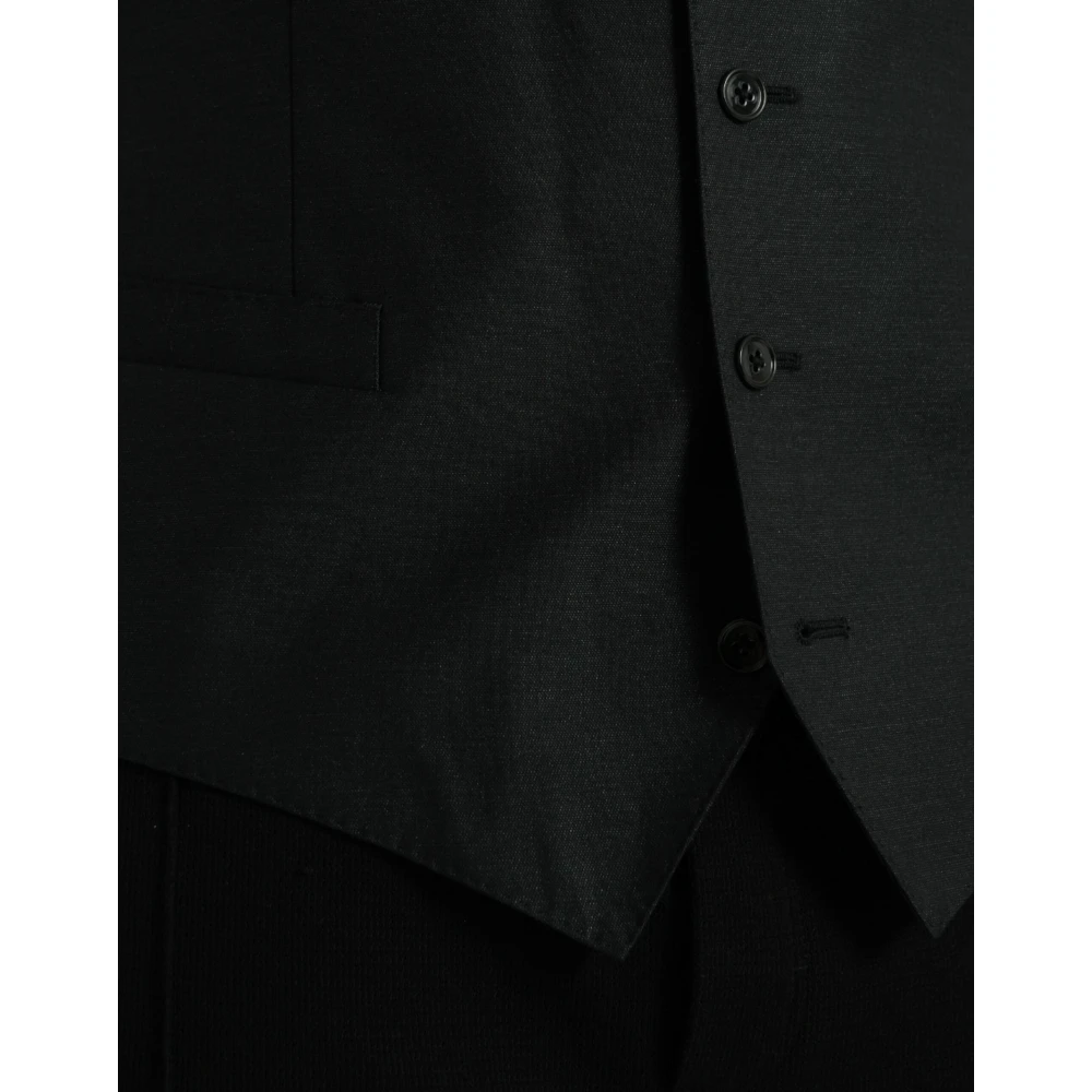 Dolce & Gabbana Zwart Wol Formeel Jurk Vest Black Heren
