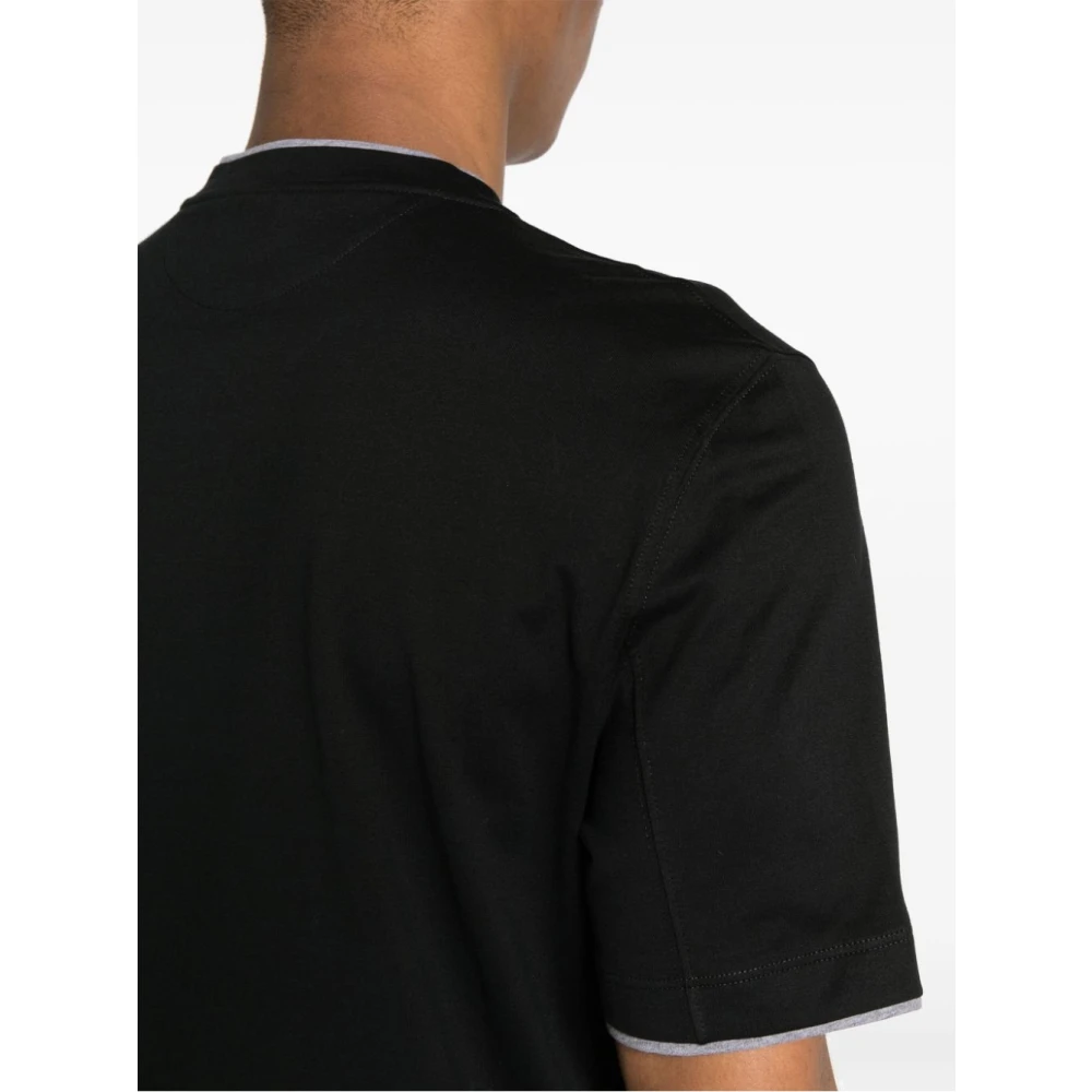 BRUNELLO CUCINELLI Zwarte T-shirts Polos voor mannen Black Heren