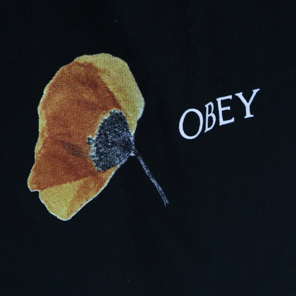 Obey Bloemenprint T-shirt Zwart Black Heren
