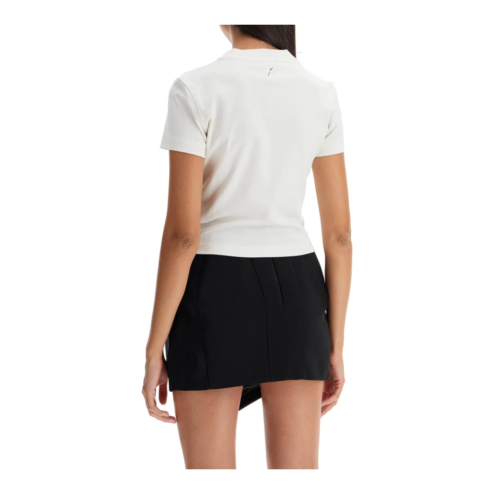 Mugler Metal Piercing Cropped T-shirt White Dames