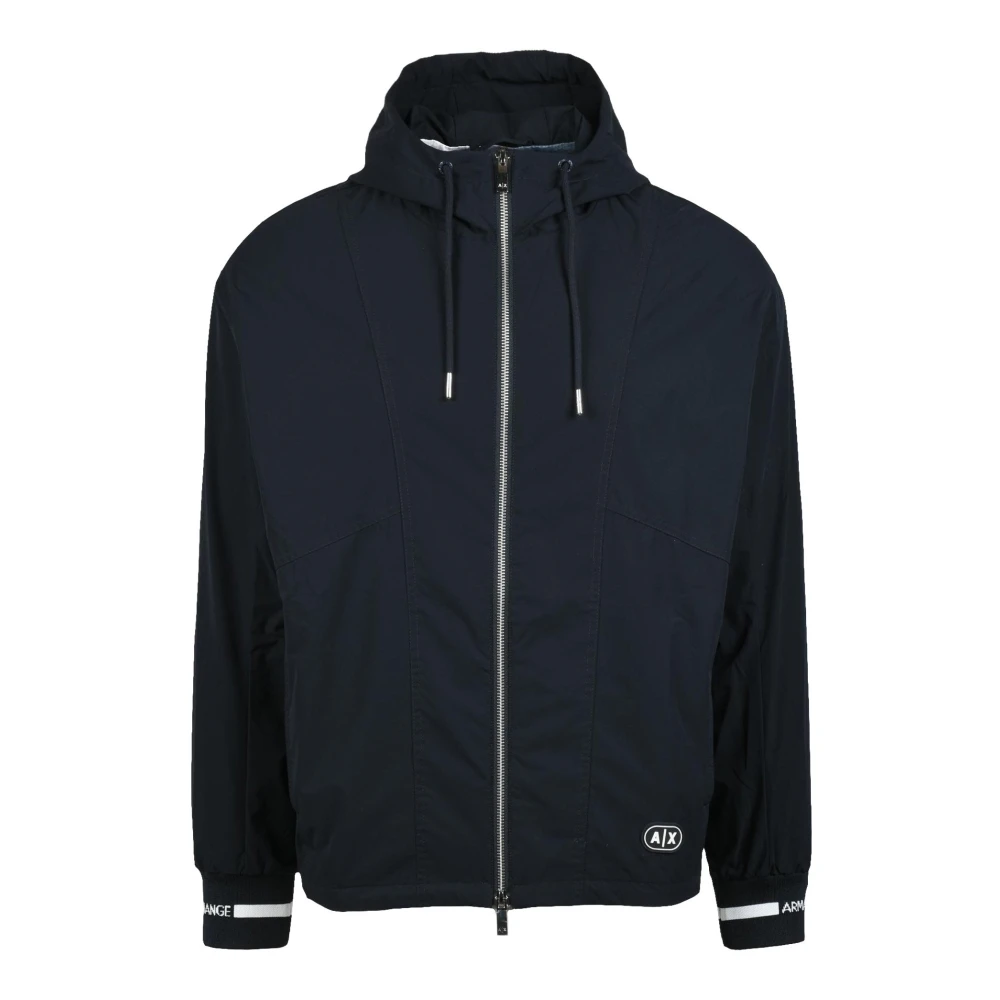 Armani Exchange Stijlvolle Polyester K-Way Jas Blue Heren