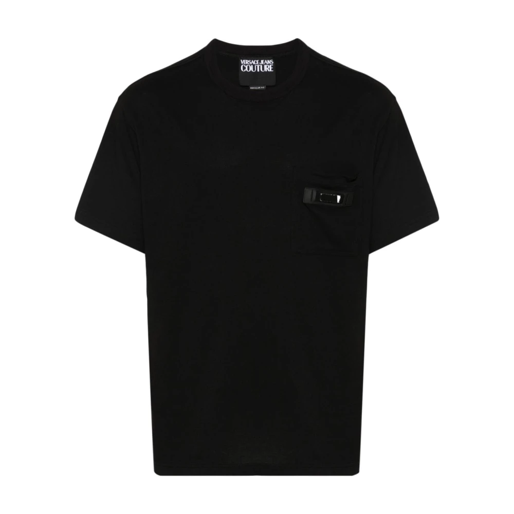 Versace Jeans Couture Zwarte T-shirts en Polos met Appliqué Logo Black Heren