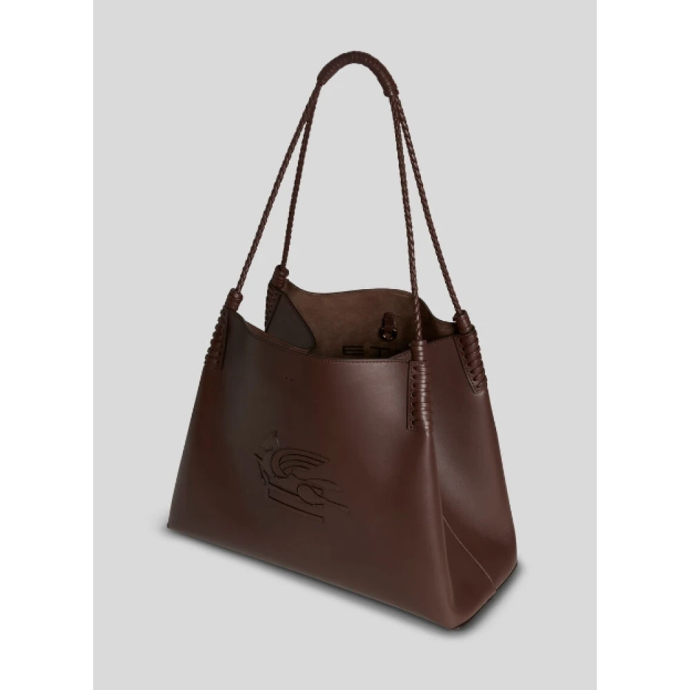 ETRO Bruine leren boodschappentas met Pegasus Brown Dames