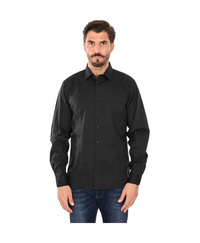 chemise-noire-en-coton-a-col-releve