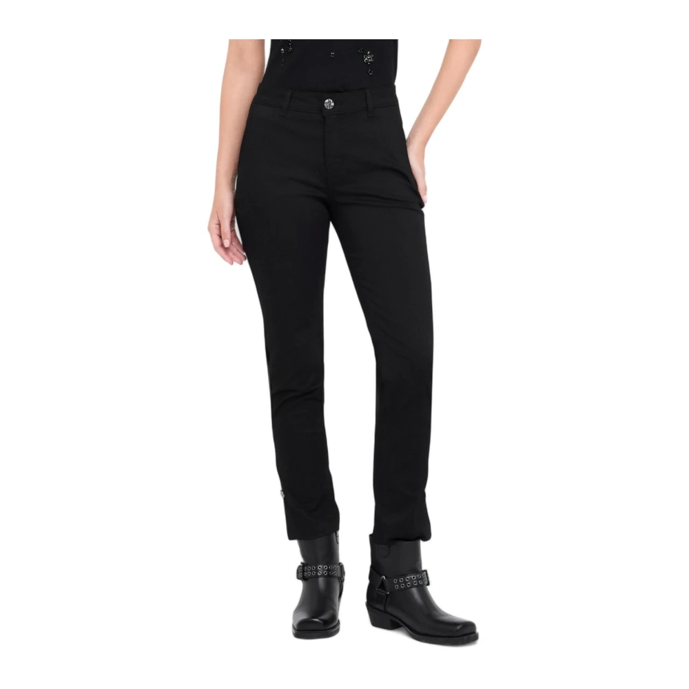 Liu Jo Women's Black Zip And Button Closure Trousers