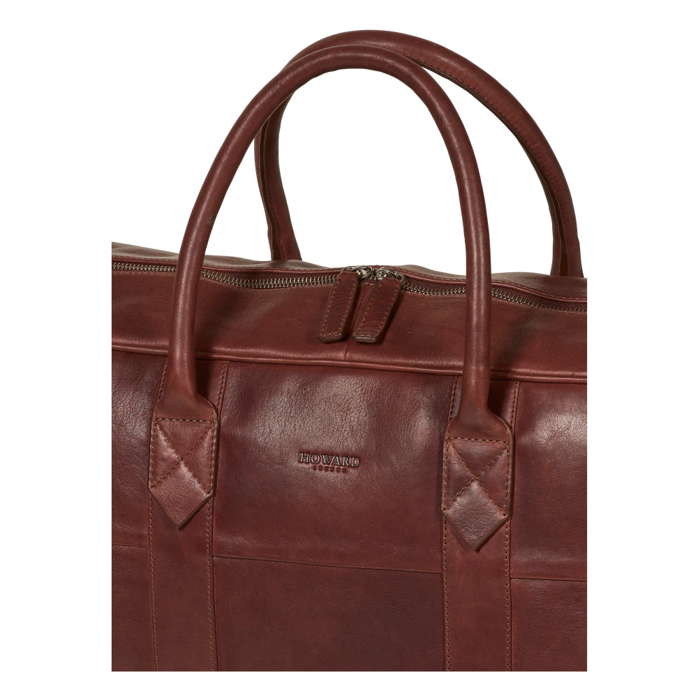 Howard London Bruin Leren Heren Weekendtas Brown Heren