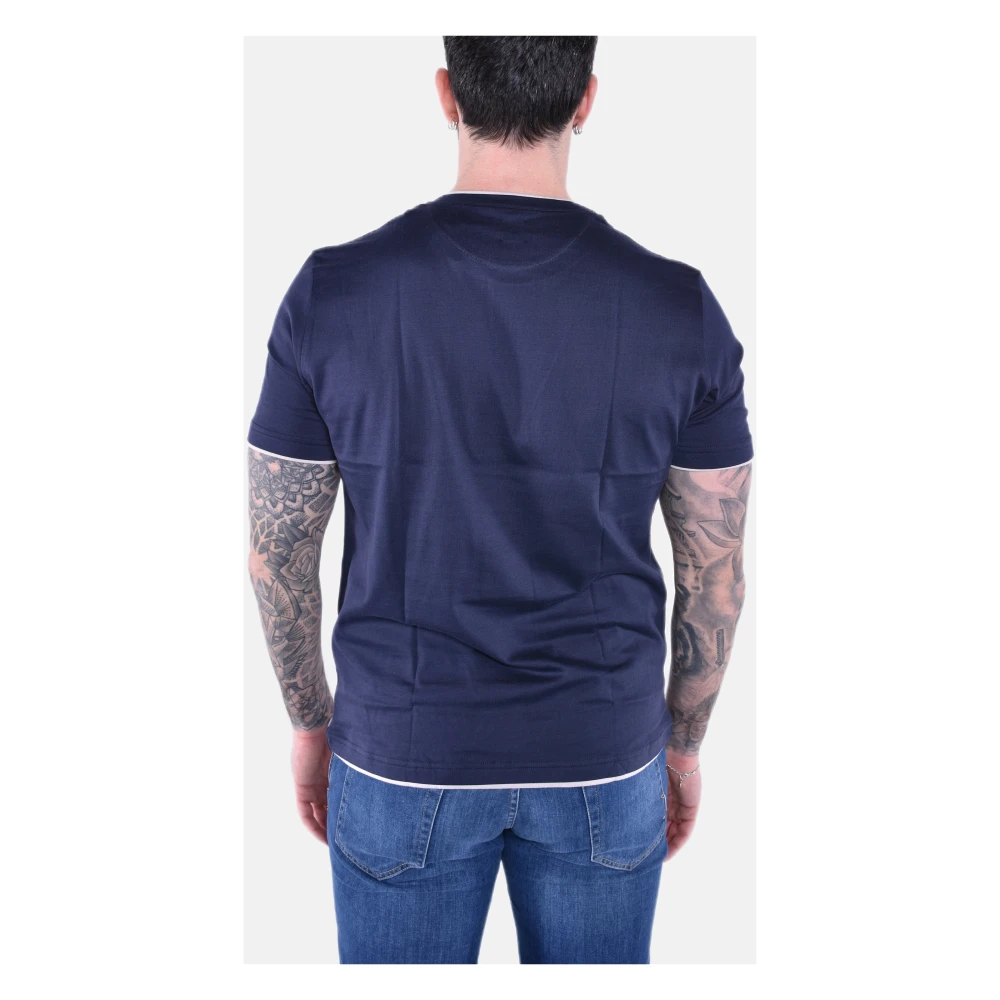 Eleventy Luxe Giza Cotton Crew Neck T-Shirt Blue Heren