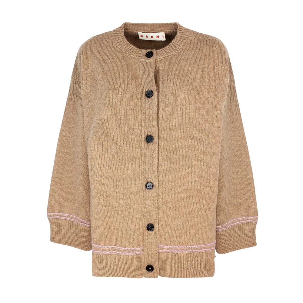 Marni Bruine Kimono Mouw Cardigan Sweater Brown Dames