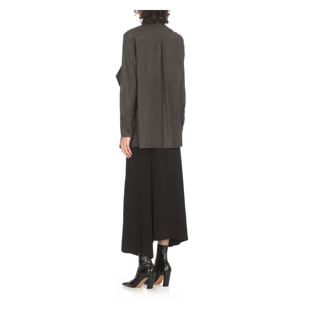 Y-3 Donkergrijze Katoenen Overhemd met Kraag Gray Dames