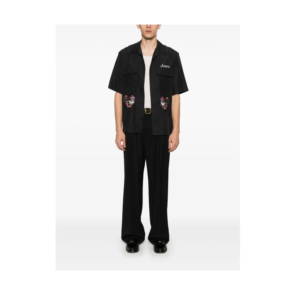 Amiri Zwarte Knoopshirt met Versieringen Black Heren