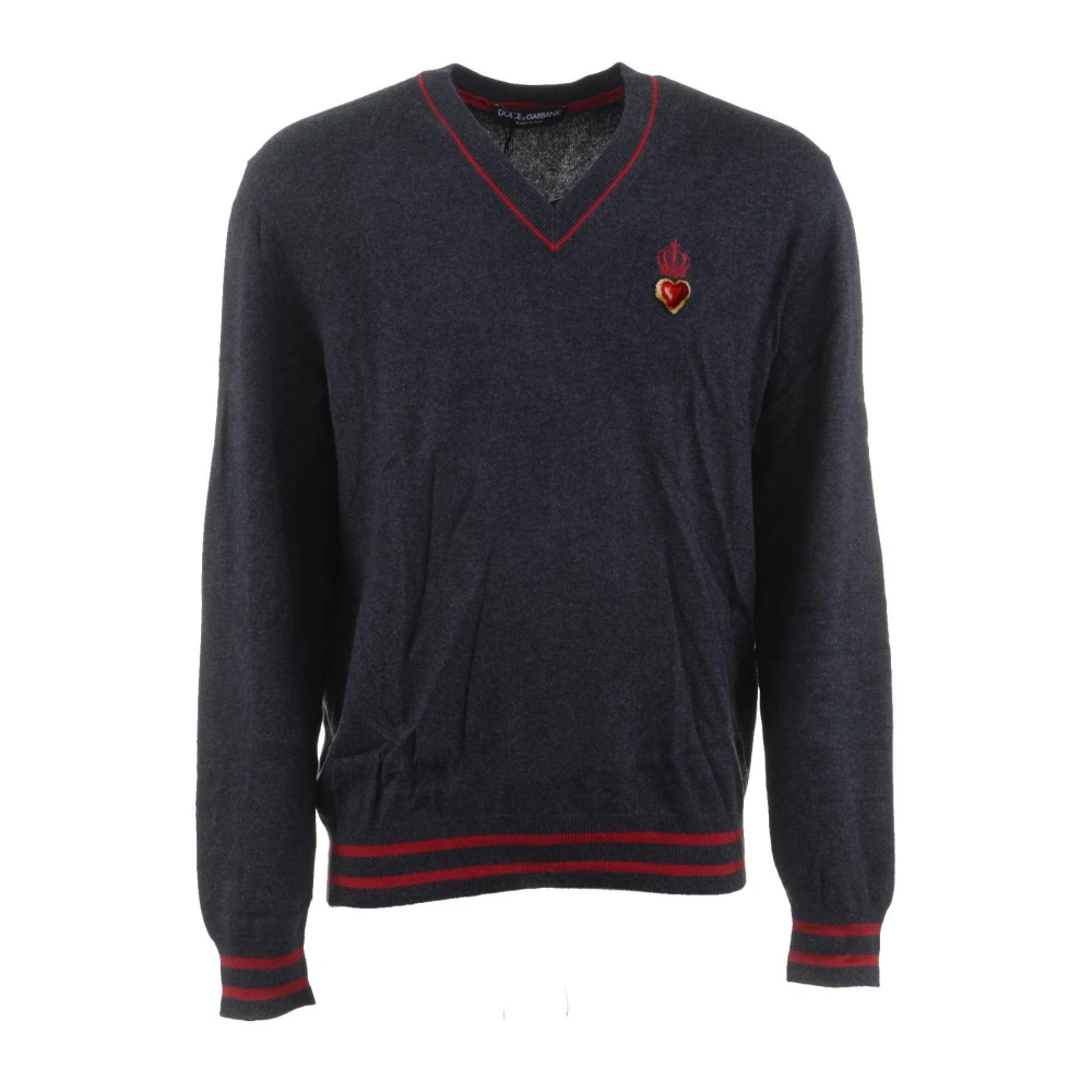 Dolce & Gabbana Heren V-hals Pullover Trui Gray Heren