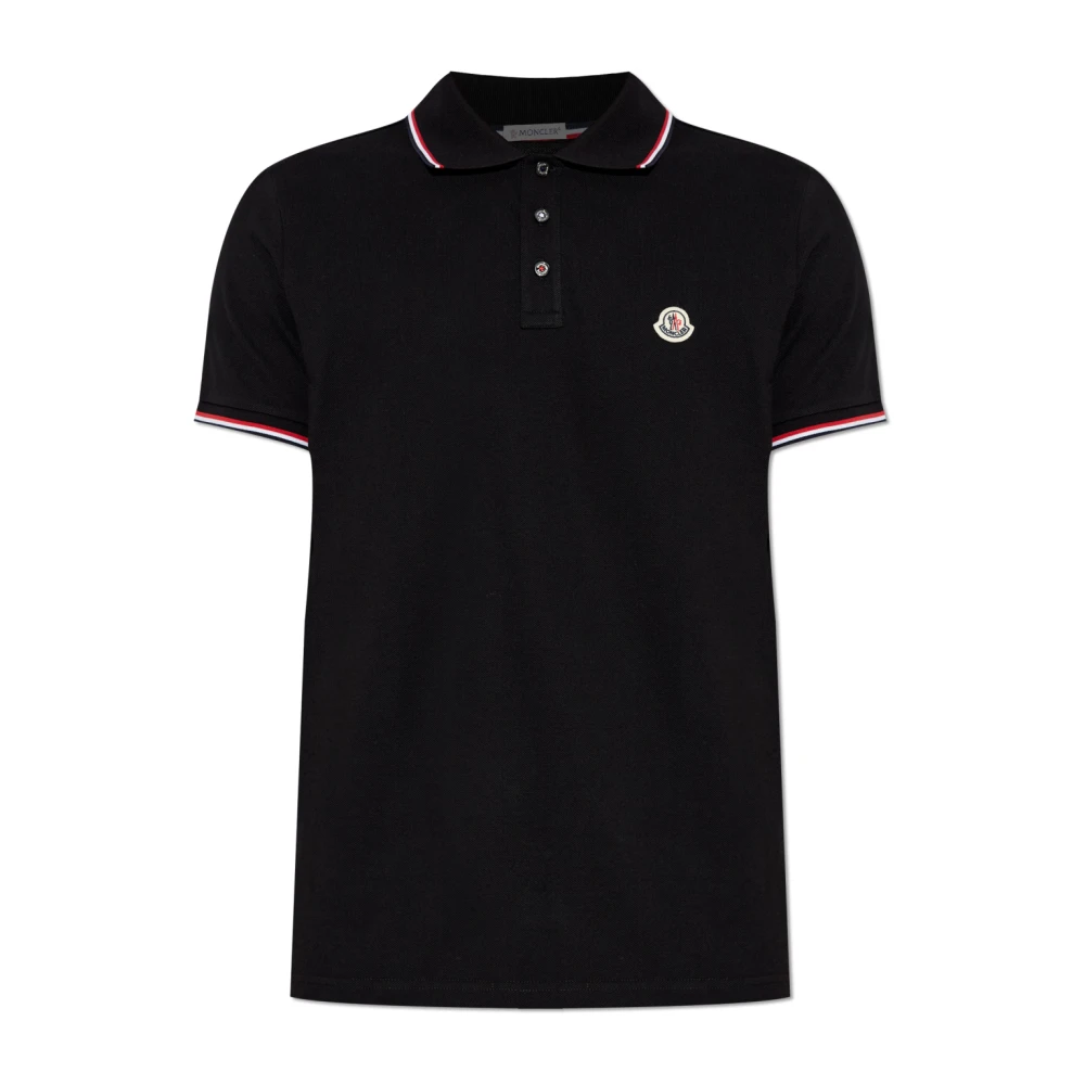 Moncler Black Polo Shirts, Male, M, Cotton Polo