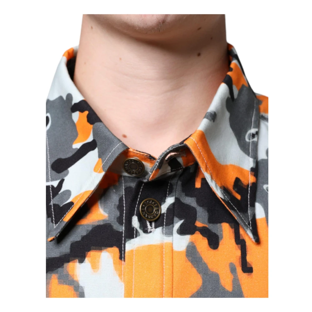 Dolce & Gabbana Camouflage Denim Kraagjas Multicolor Heren