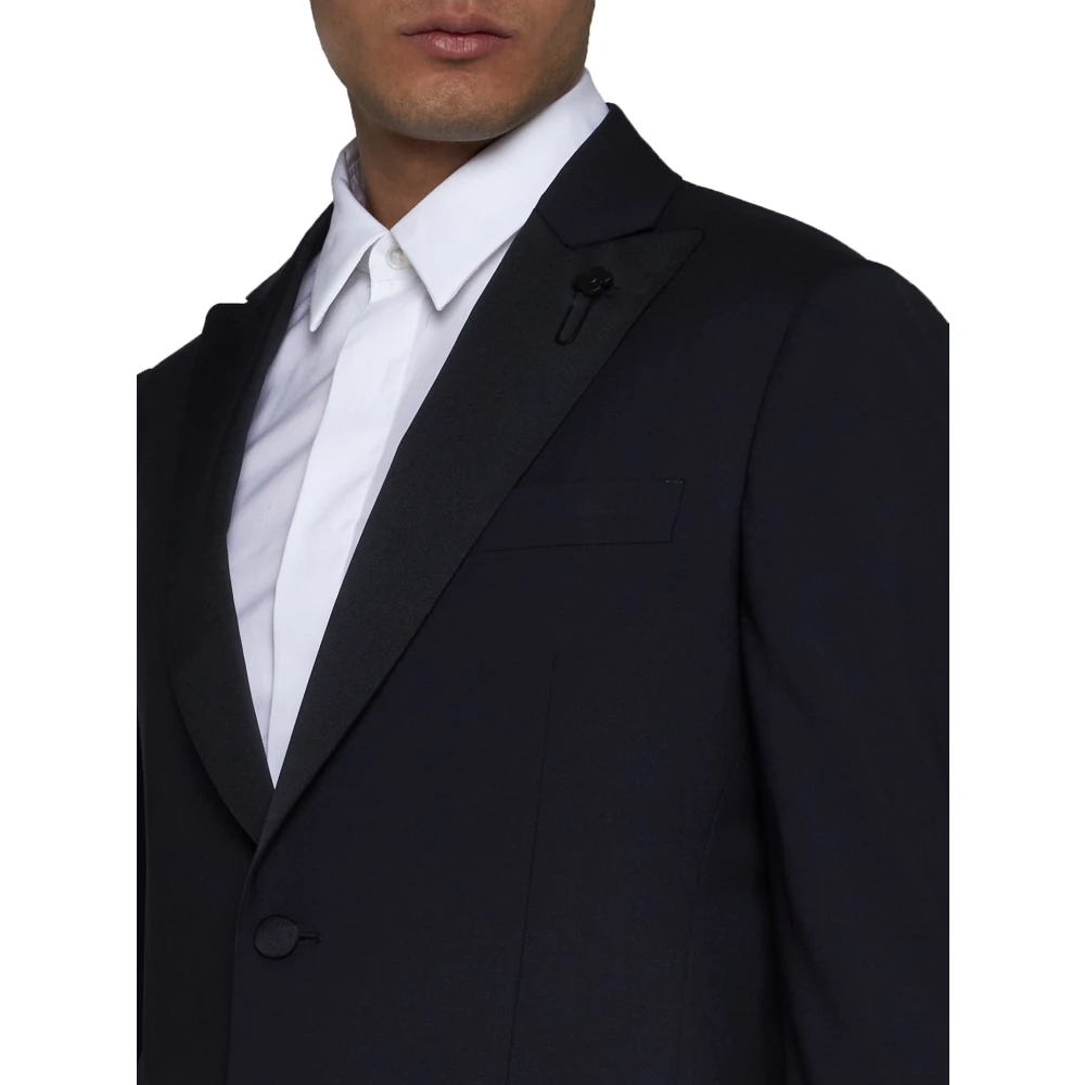 Lardini Navy Blauw Wolmix Getailleerd Jasje Blue Heren