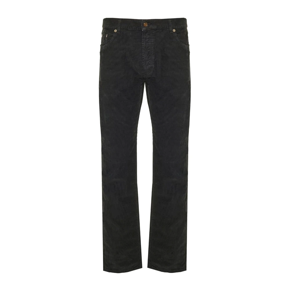 Saint Laurent Zwarte Corduroy Straight Leg Jeans Black Heren