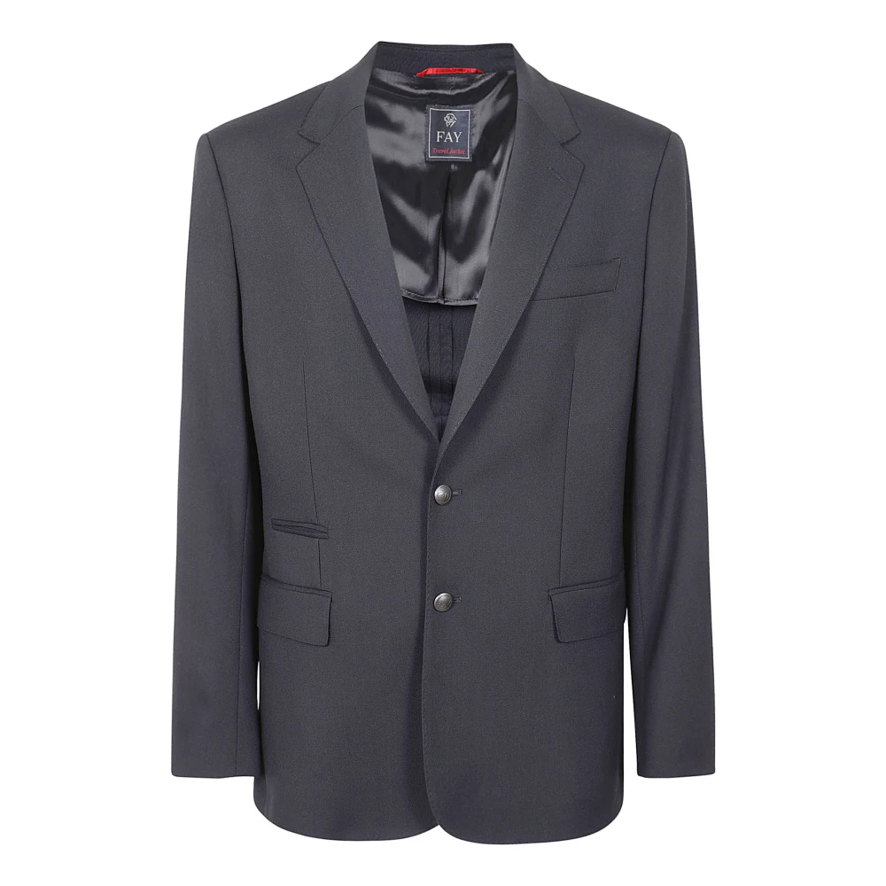 Fay Blauwe Wol Reisjas Blue Heren