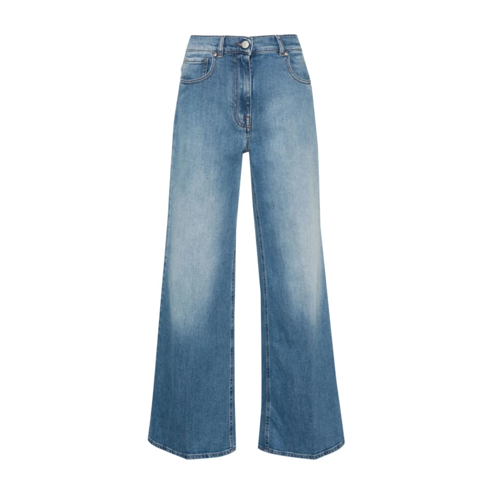 PESERICO Flared Jeans met High-Rise Taille Blue Dames