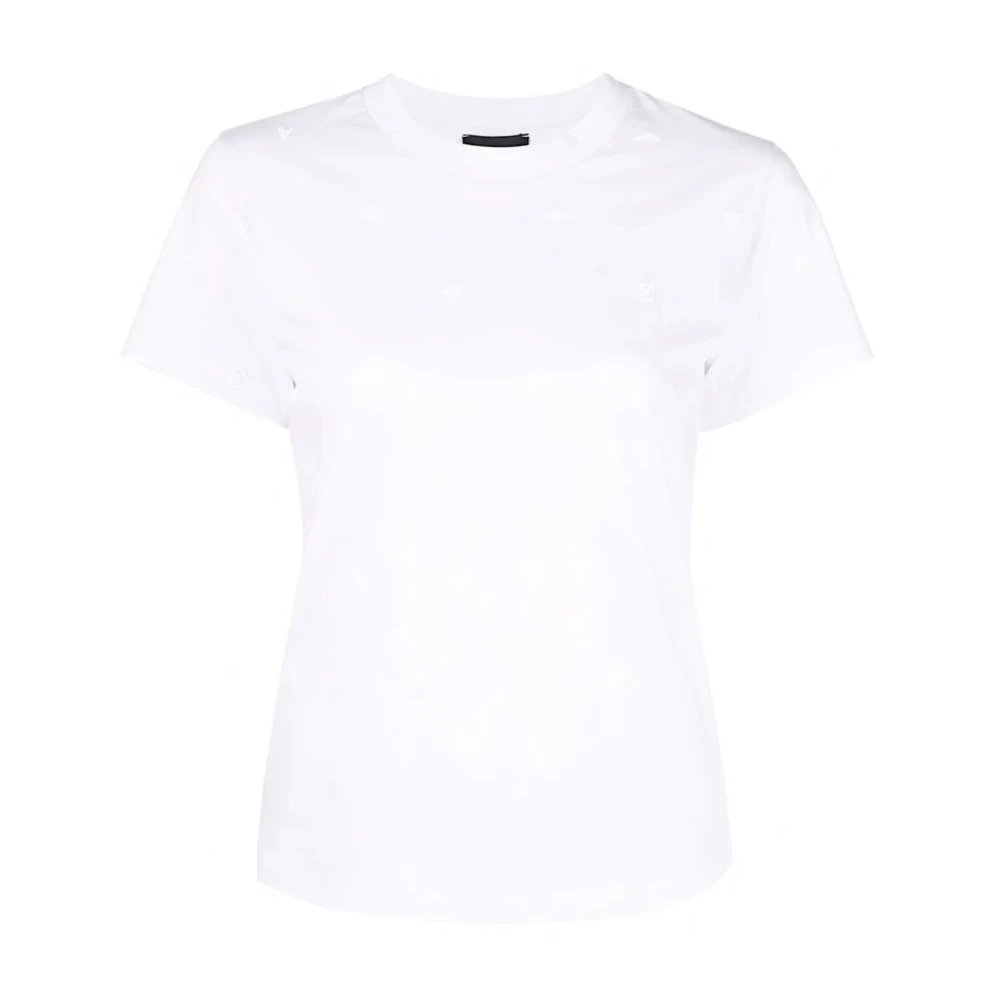 Emporio Armani Monogram Print T-Shirt White Dames