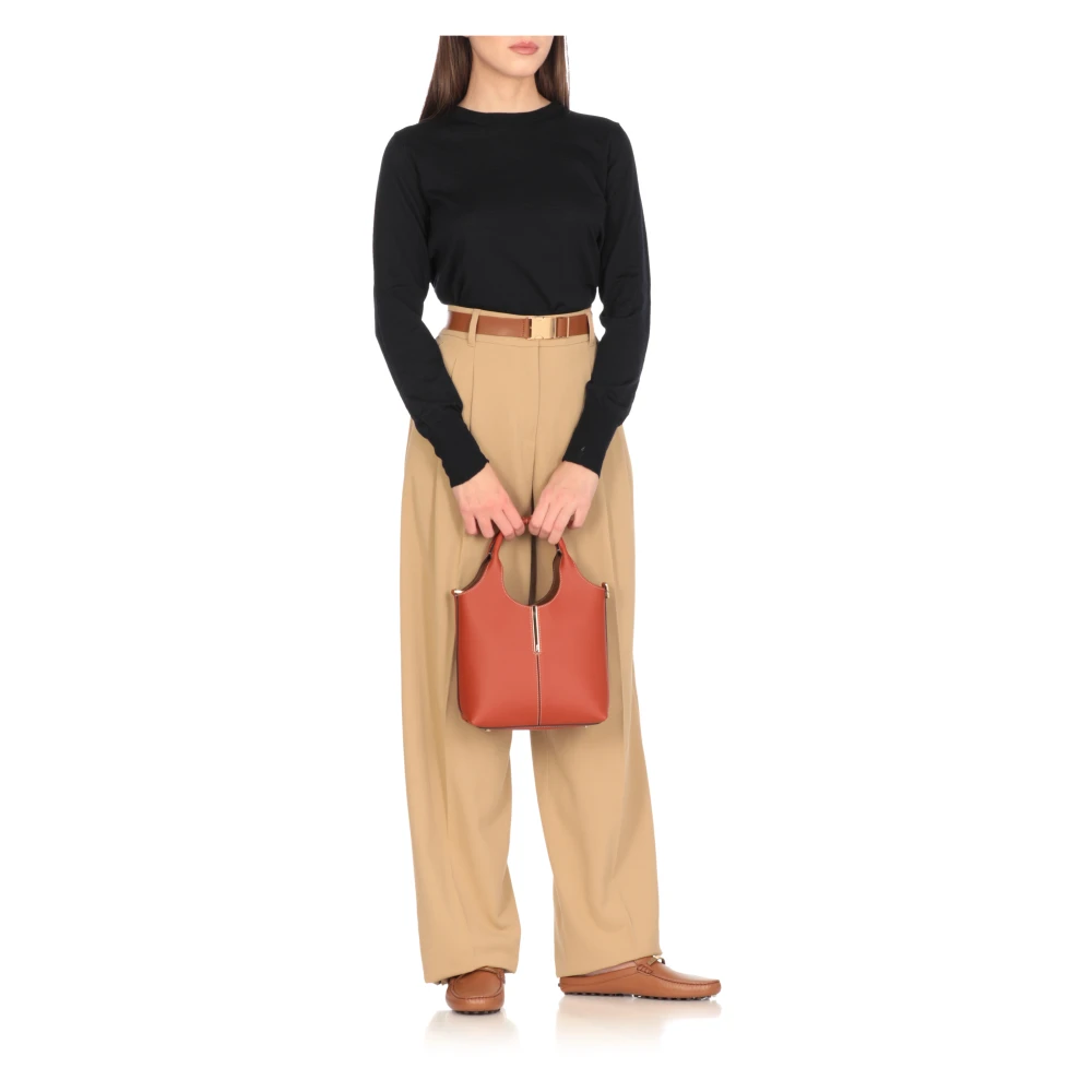 TOD'S Rode Leren Handtas met Metalen Detail Red Dames