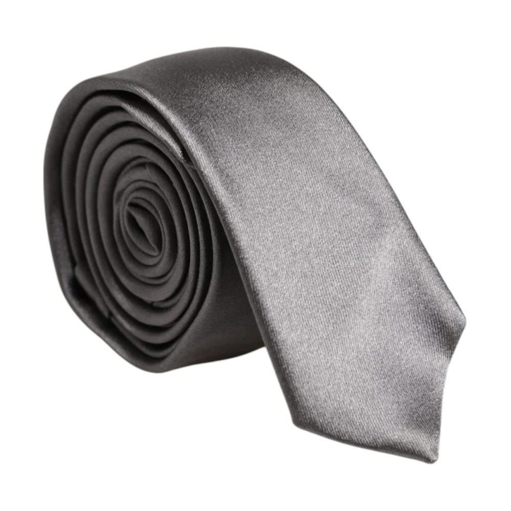 Dolce & Gabbana Men's Gray Metallic Silk Necktie
