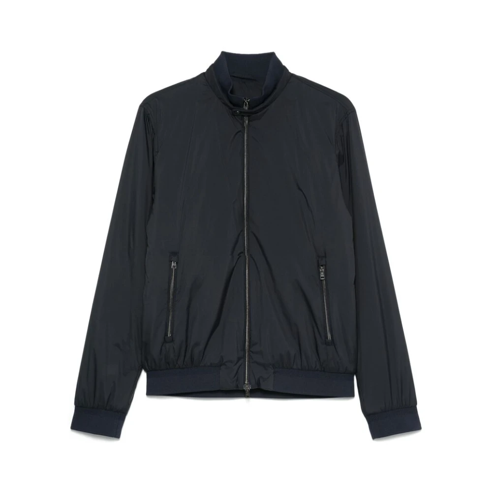 Herno Midnight Blue Zip-Front Ribgebreid Jasje Blue Heren