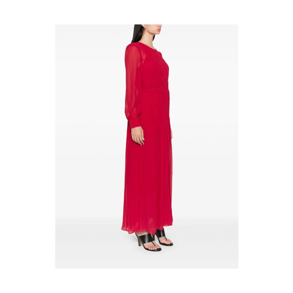 Diane Von Furstenberg Rode Roze Georgette Jurk met Ruches Red Dames