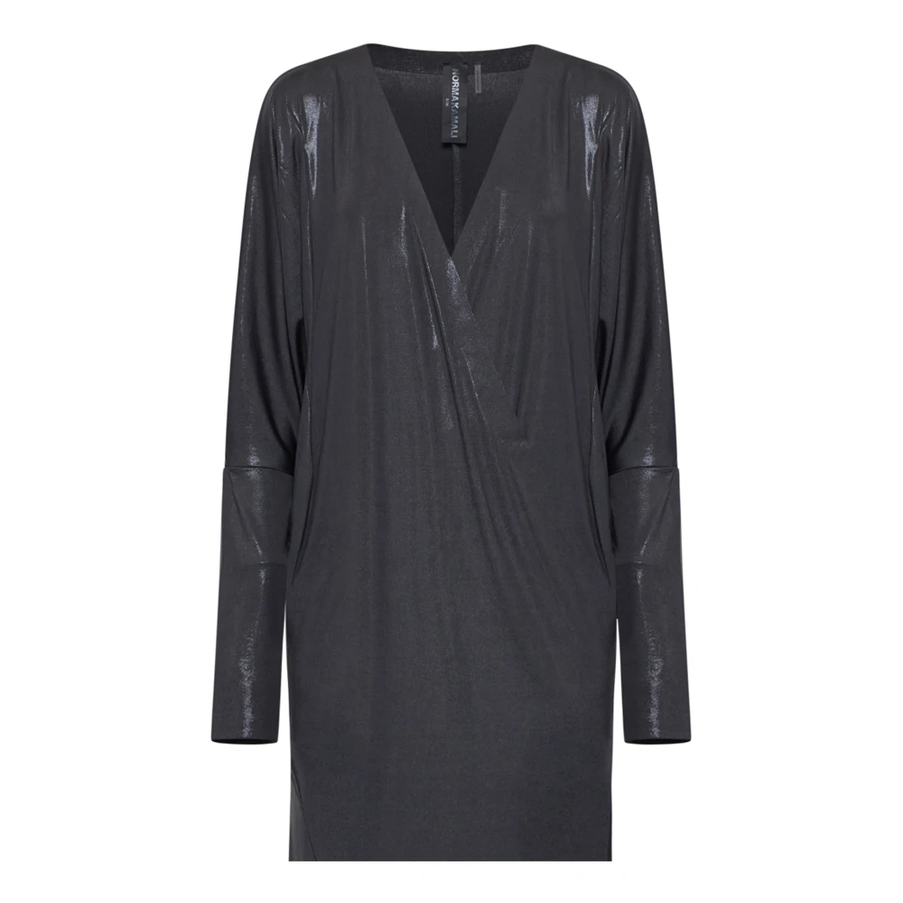 Norma Kamali Elegante Omslagjurk met Zijsplit Black Dames
