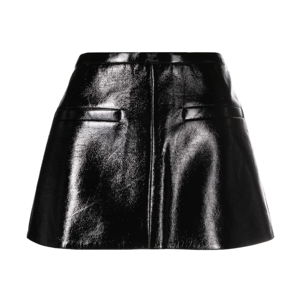 Courrèges Heritage A-Line Vinyl Skirt - Female - Short Skirts - Black - M - Skirts