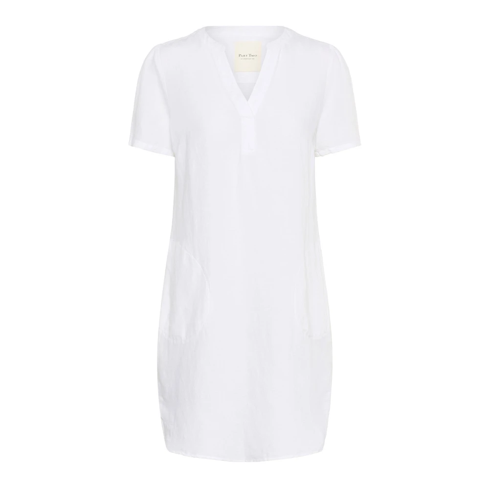 Part Two Women's White Short Dresses, L, Bright Dress With Short Sleeves