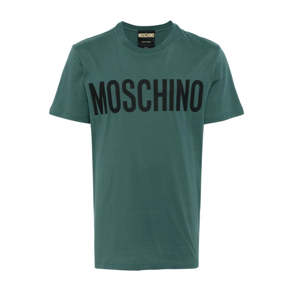 Moschino Groen Logo Print Crew Neck T-shirt Green Heren