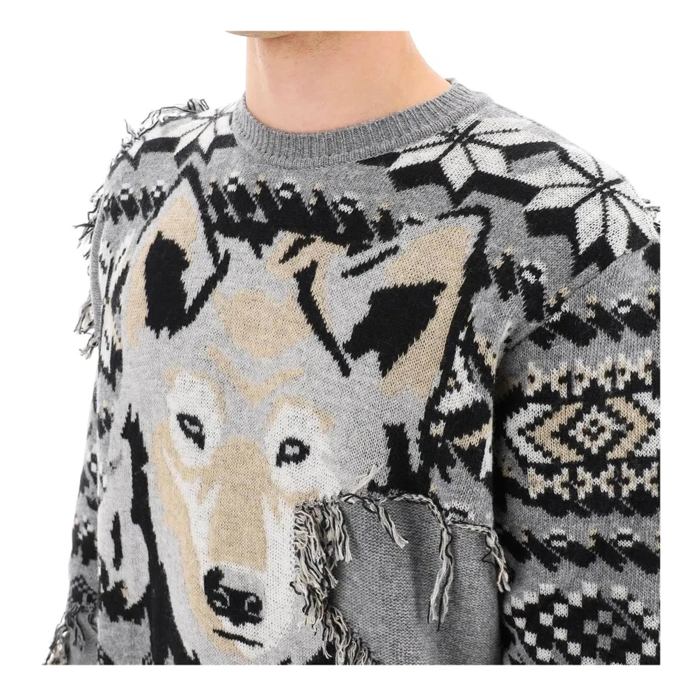 ETRO Wollen trui met dierenprint Gray Heren
