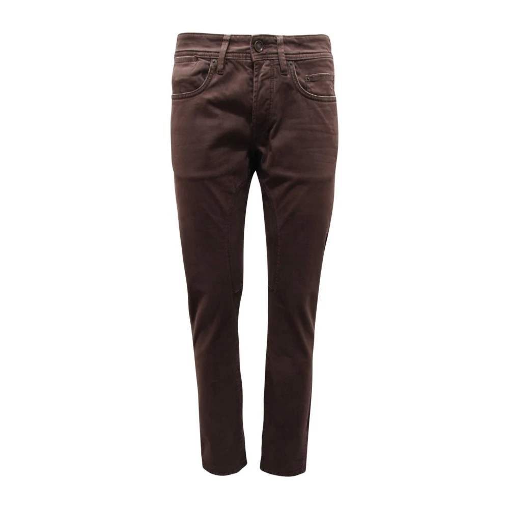 Siviglia Men's Brown Slim Fit Jeans, W30, Italian Denim Trousers, Made In Italy