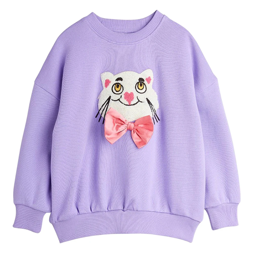 Mini Rodini Women's Purple Cat Chenille Sweatshirt