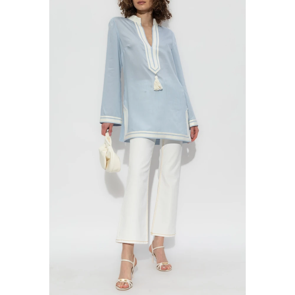 TORY BURCH Tuniek met franjes Blue Dames