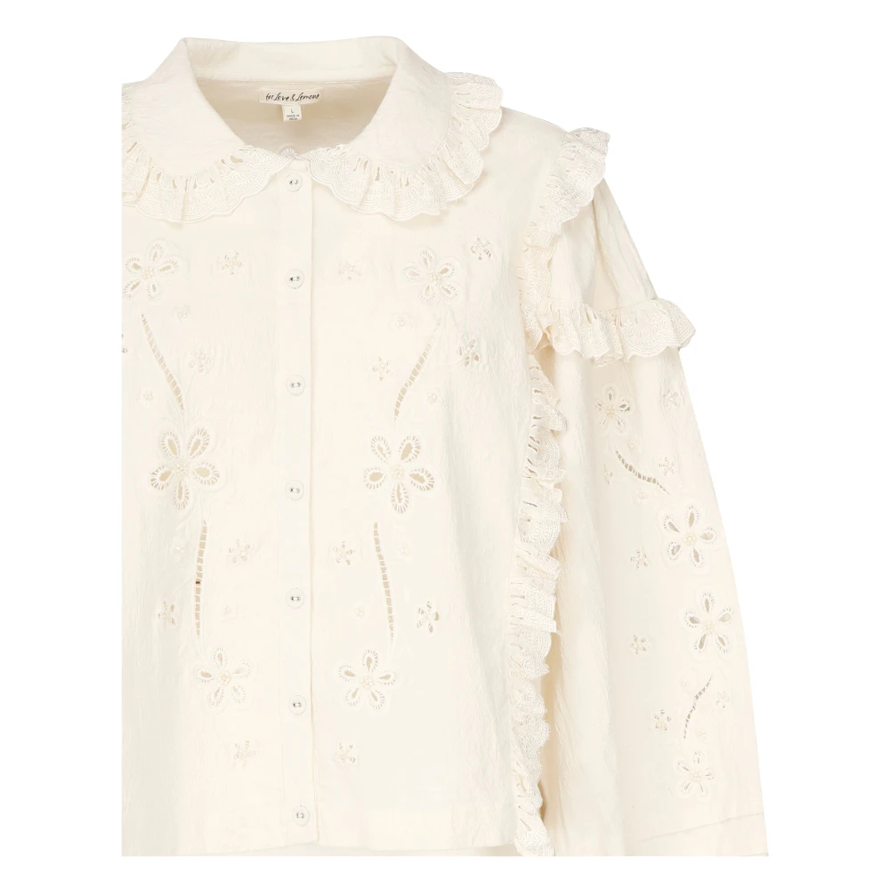 For Love & Lemons Witte Oogje Geborduurde Top met Kraag White Dames