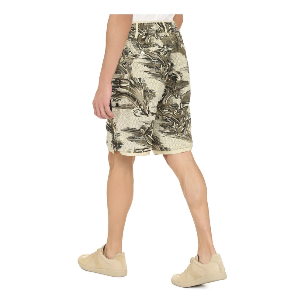 Stone Island Groene Linnen Bermuda Shorts Ss22 Multicolor Heren