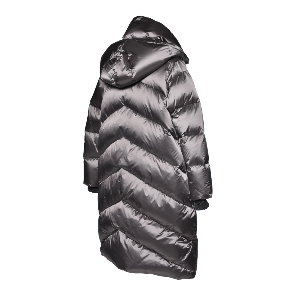 Baldinini Long down jacket in anthracite nylon Gray Dames