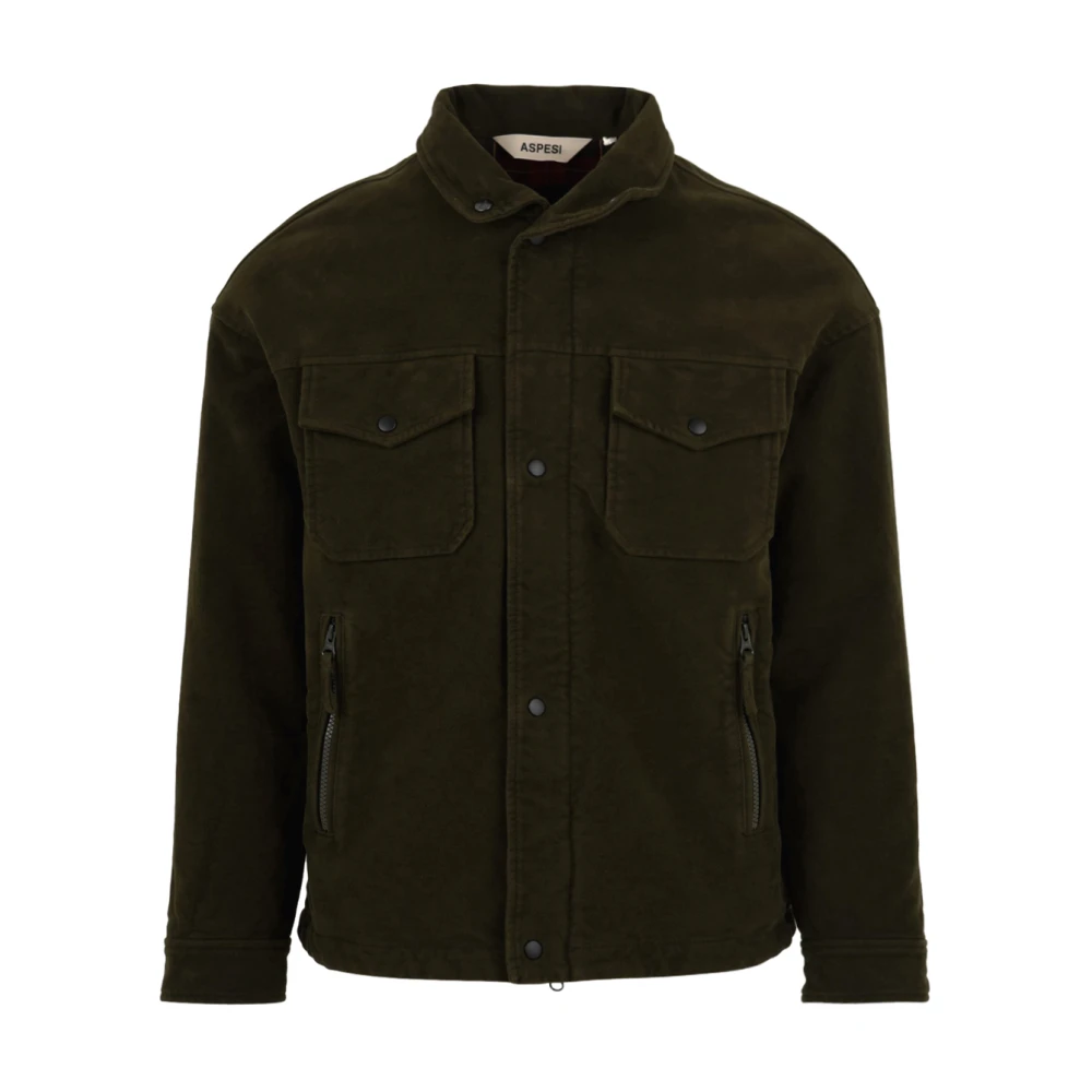 Aspesi Jacket met drukknoopsluiting en zakken Green Heren