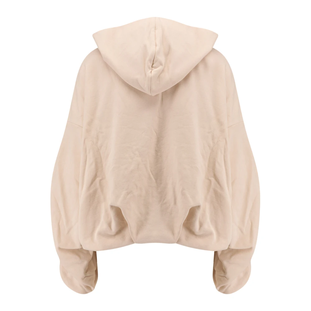 Dries Van Noten Katoenen sweatshirt met gevoerde capuchon Beige Dames