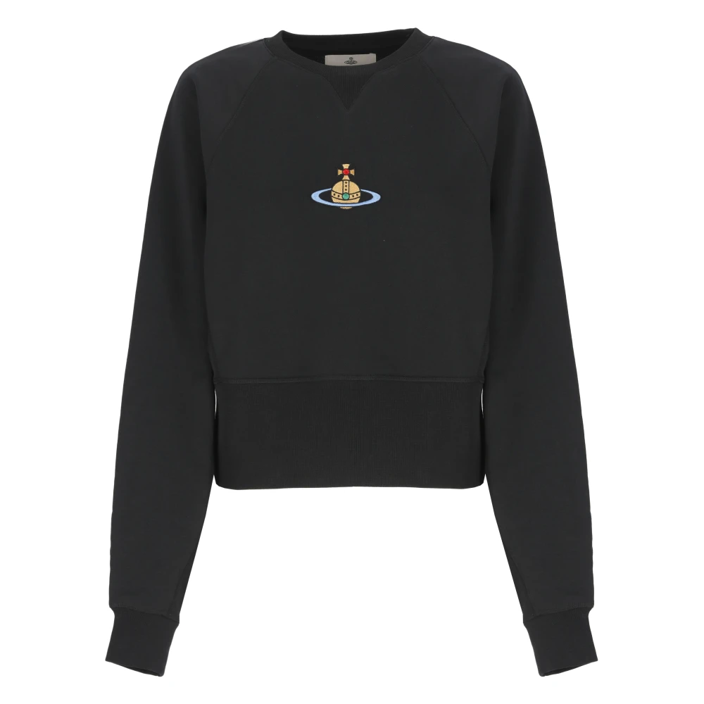 Vivienne Westwood Zwarte Cropped Sweatshirt met Orb Borduurwerk Black Dames