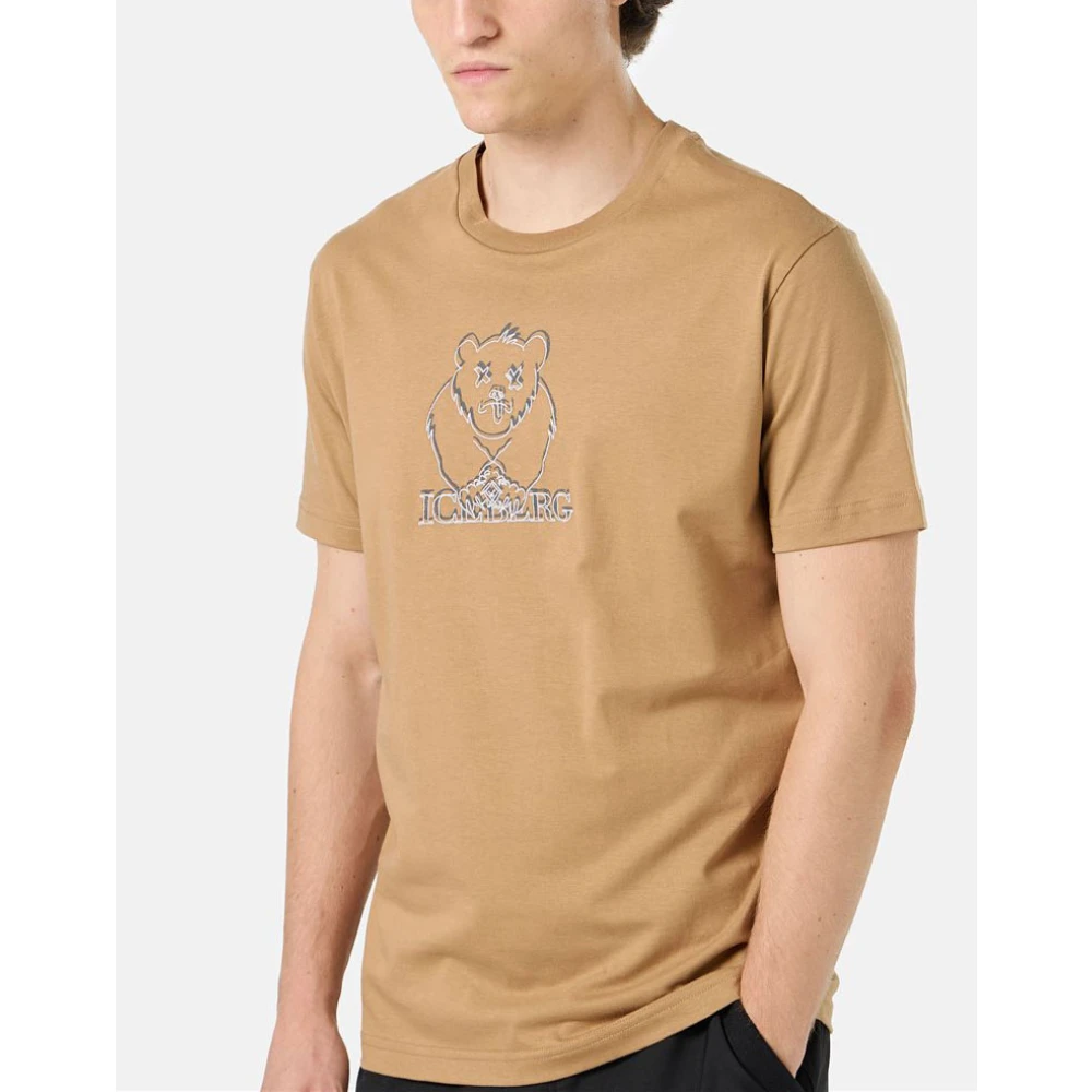 Iceberg T-shirt met bedrukte en geborduurde beer Brown Heren