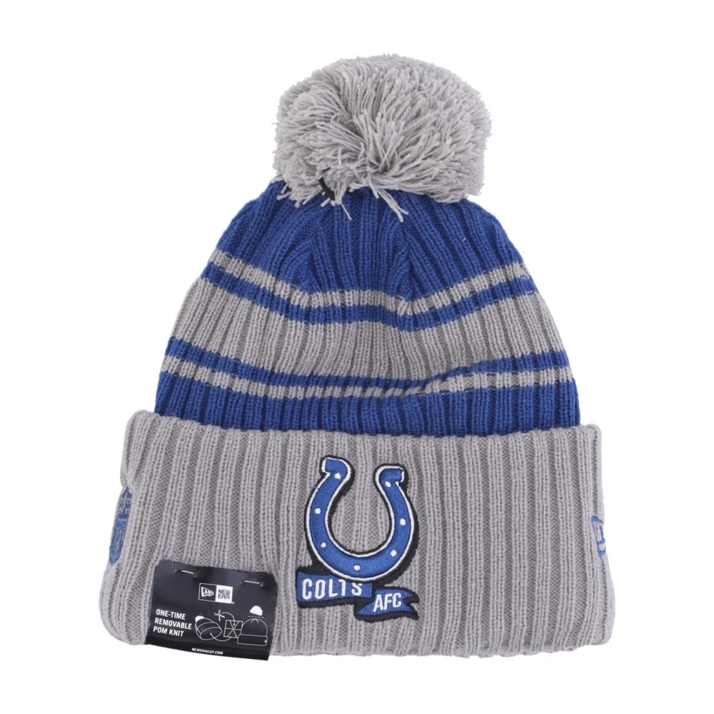 New Era Men's Gray Indianapolis Colts Pom Pom Beanie Hat