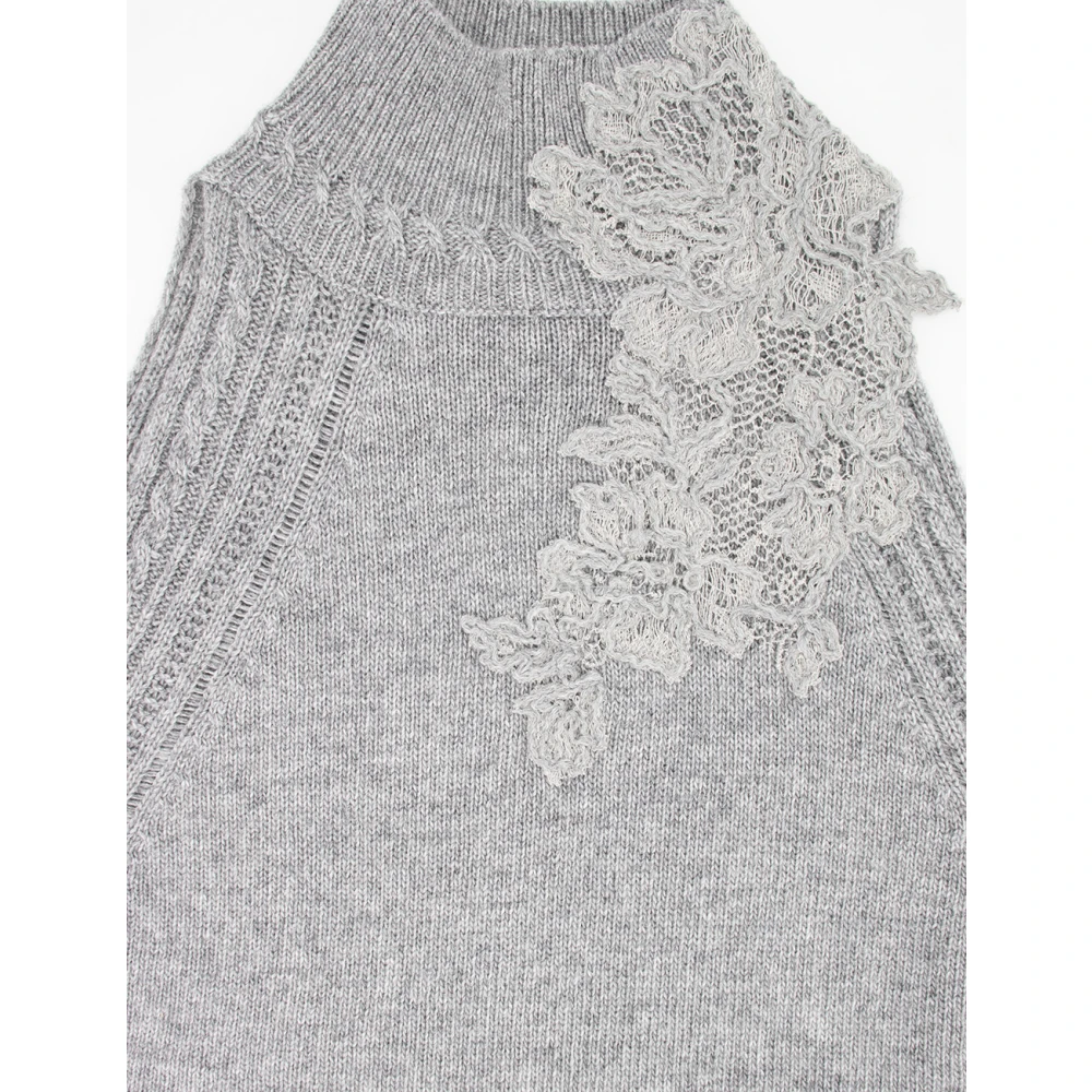 Ermanno Scervino Bloemenkant Mouwloze Top Gray Dames