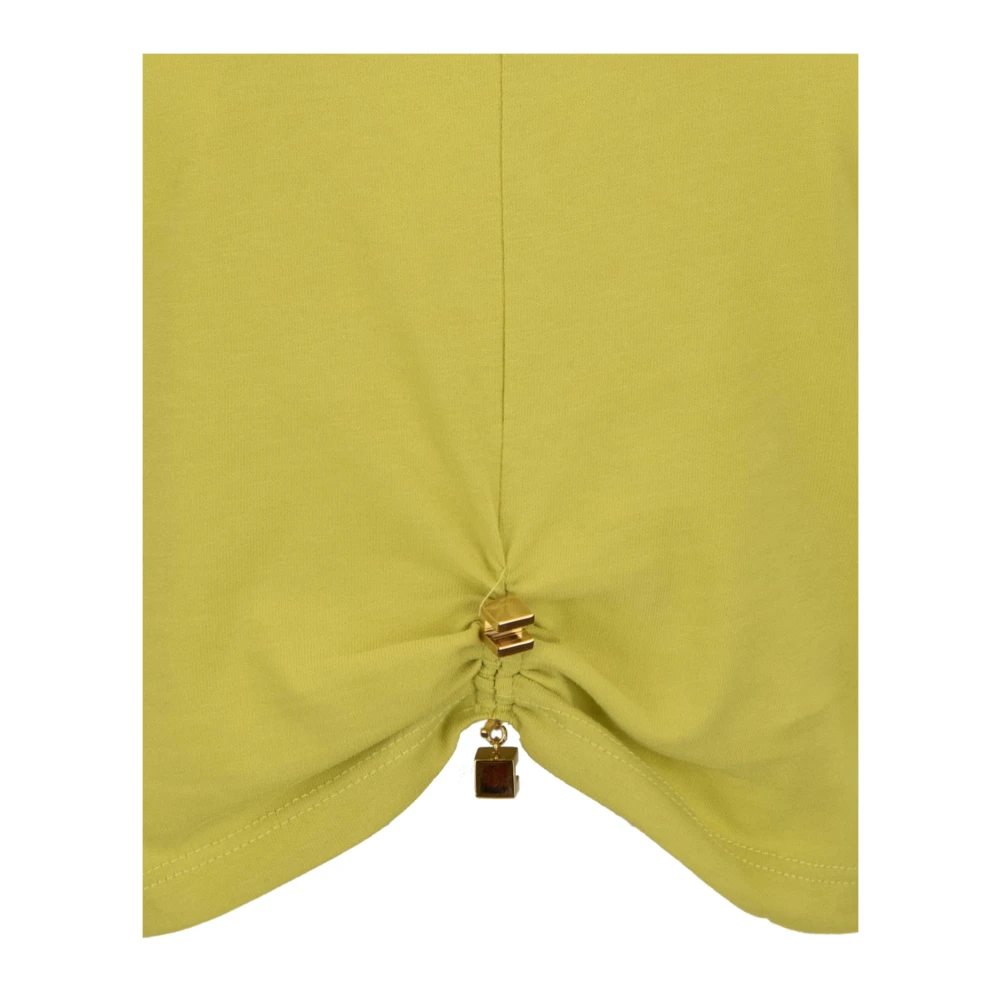 Elisabetta Franchi Gouden Metalen Detail Crop Top Yellow Dames